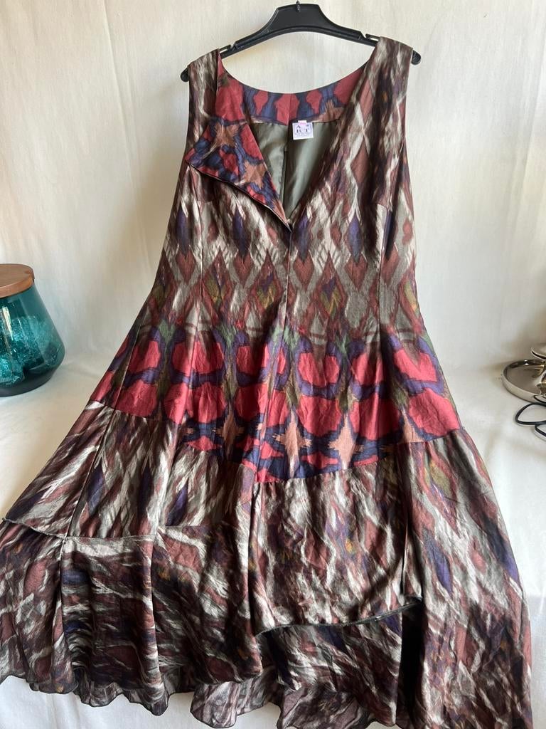 ART zomerjurk meerkleurig zonder mouw valt op de knie XL, Kleding | Dames, Overige kleuren, Maat 46/48 (XL) of groter, Ophalen of Verzenden