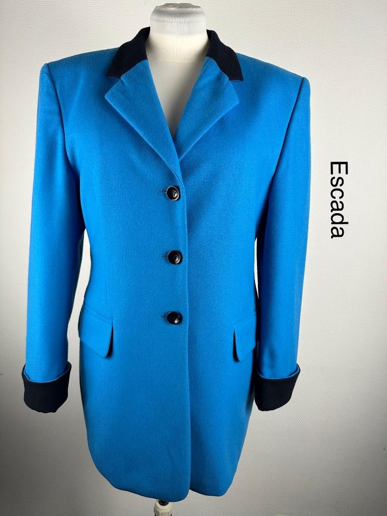 Escada Manteljas 100% wol (mt: 42) 27,4/9130, Escada, Blauw, Maat 42/44 (L), Escada