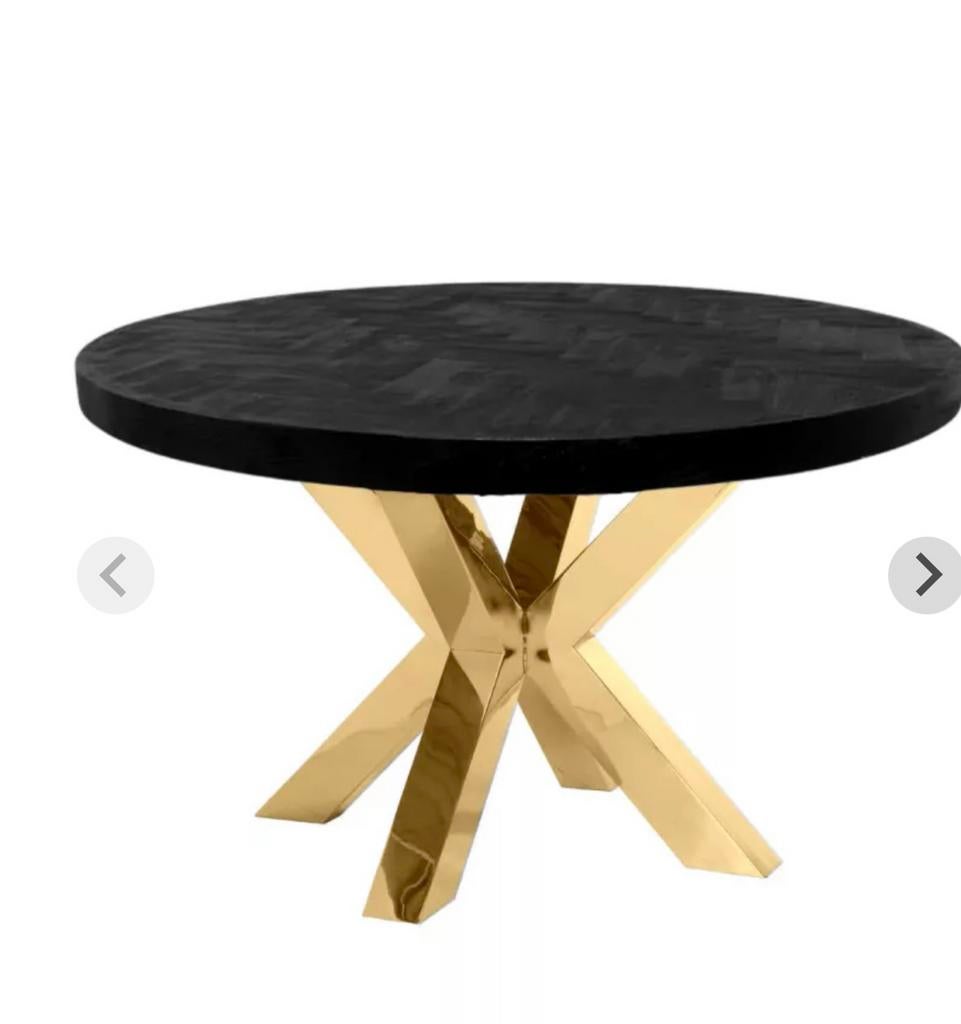 Showmodel Eettafel visgraat rond, Huis en Inrichting, Tafels | Eettafels, Ophalen of Verzenden, Zo goed als nieuw, Rond, 100 tot 150 cm