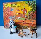Vintage houten Bambi puzzeltje/met hertjes en Bloempje, Ophalen of Verzenden, Bambi of Dumbo, Gebruikt, Beeldje of Figuurtje