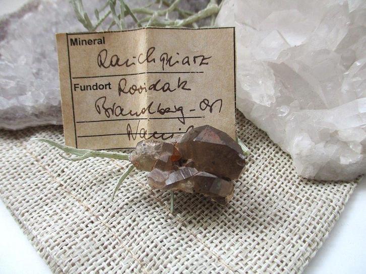 Rookkwartskristallencluster -  micromount - Namibia, Verzamelen, Mineralen en Fossielen, Mineraal, Ophalen of Verzenden