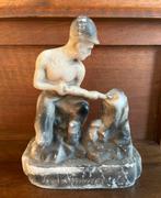 De Mijnwerker antiek gips, Verzamelen, Beelden en Beeldjes, Ophalen of Verzenden, Zo goed als nieuw, Mens