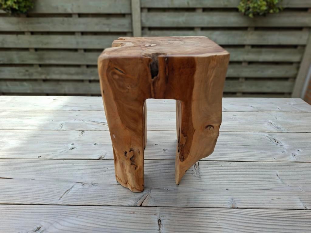 Blank teak krukje, Ophalen, Zo goed als nieuw, Hout