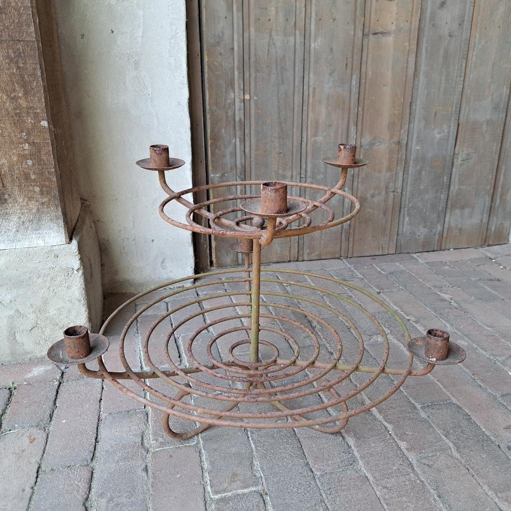 Brocante metalen étagère fruitmand kandelaar roest *Etage3*, Gebruikt, ., Ophalen of Verzenden, .