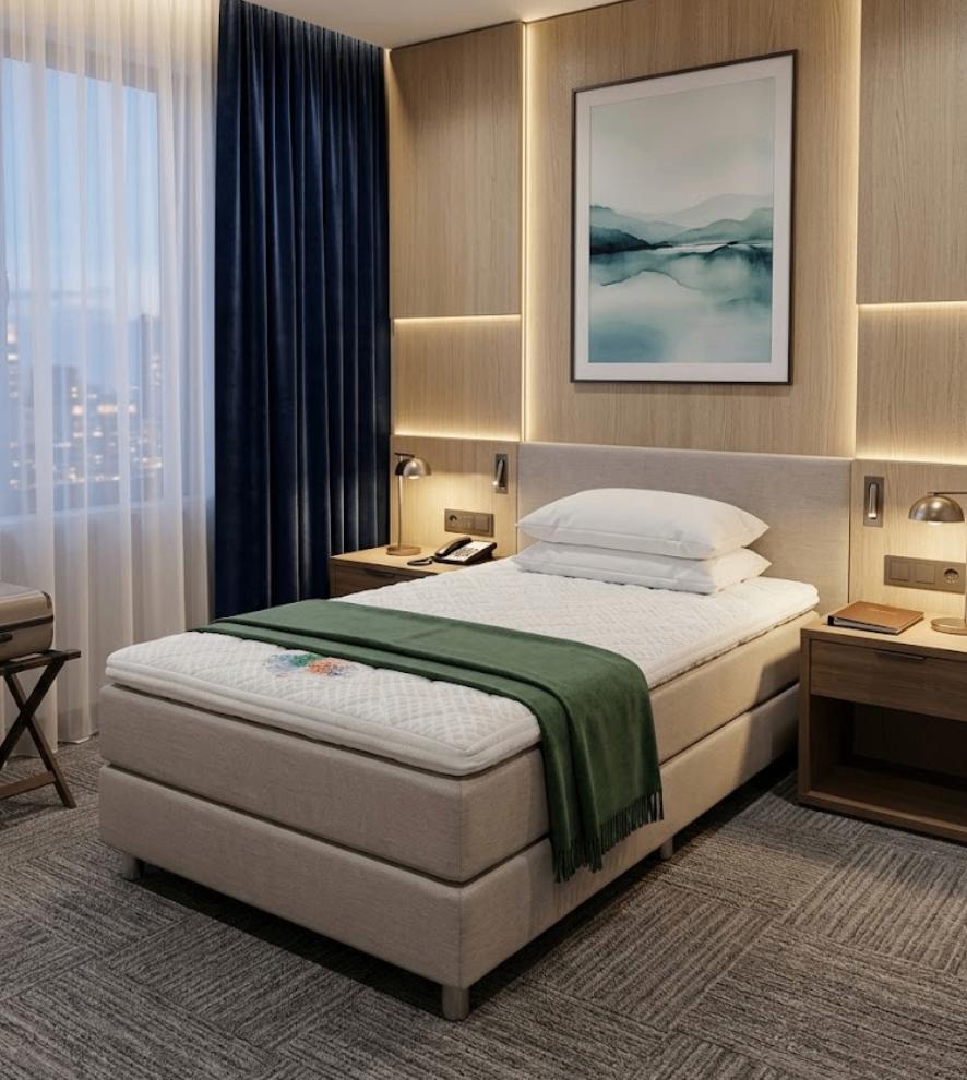 Boxspring + Matras + Natuurlatex Topper 100x210 cm, 100 cm, Eenpersoons, Hotel Scandinavisch slaapsysteem de luxe, 210 cm