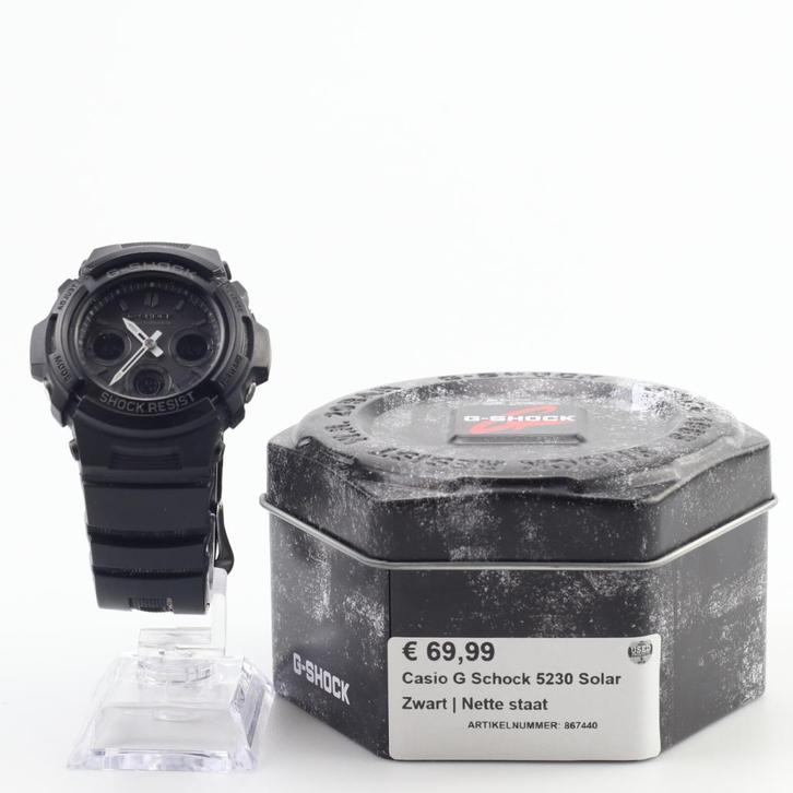 Casio G Schock 5230 Solar Zwart | Nette staat, Sieraden, Tassen en Uiterlijk, Horloges | Heren, Zo goed als nieuw