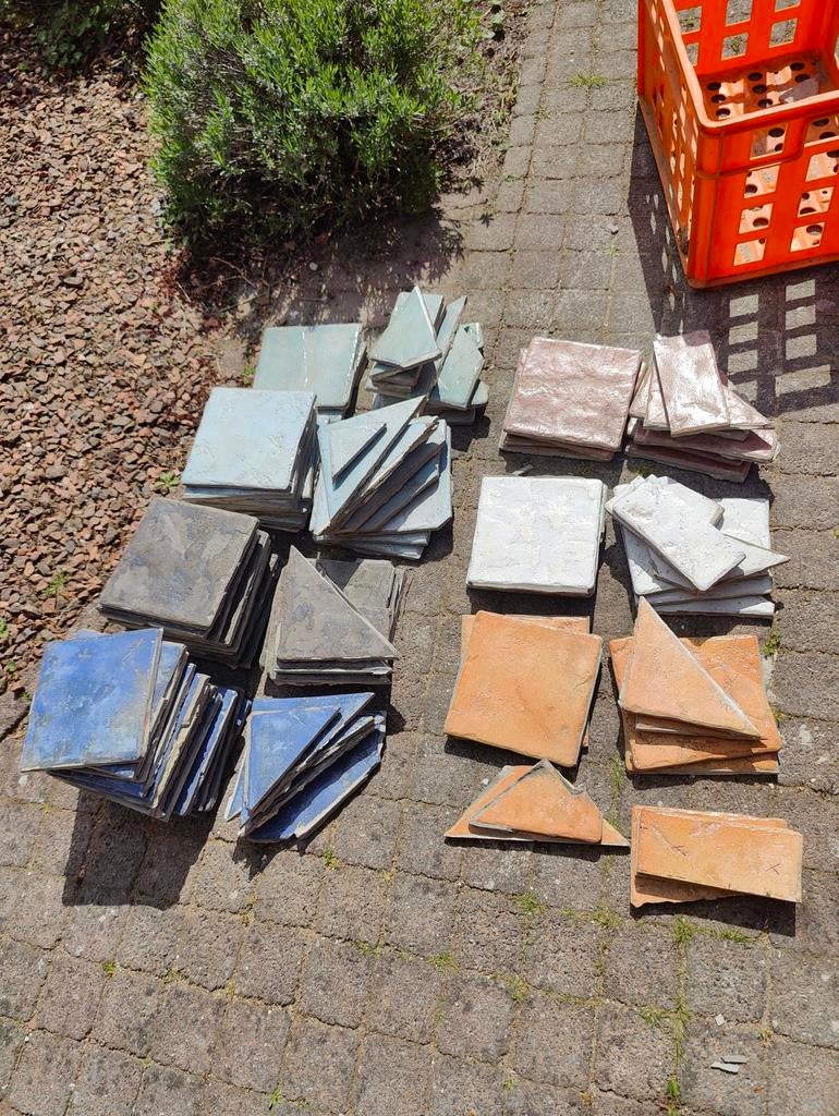 Handgemaakte tegels 20x20 cm, 1.5m2, Doe-het-zelf en Verbouw, Tegels, Ophalen, Overige materialen, Gebruikt, Overige typen
