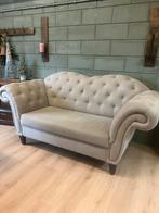 Tweezits bank - beige/zand - brocante, 150 tot 200 cm, Tweepersoons, 75 tot 100 cm, Ophalen of Verzenden