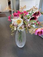 Hoge glazen vaas incl. vol boeket kunstbloemen, Ophalen, Gebruikt, Overige kleuren, 50 tot 75 cm