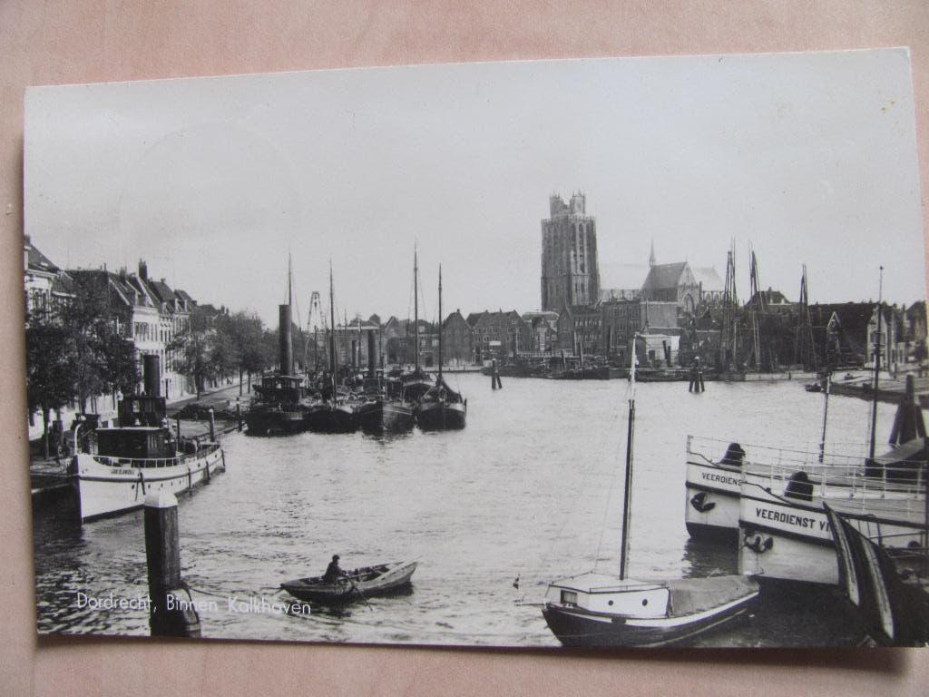 Dordrecht 1942 Binnen kalkhaven met veerdienst Schoonhoven, Ophalen of Verzenden, 1940 tot 1960, Gelopen, Zuid-Holland