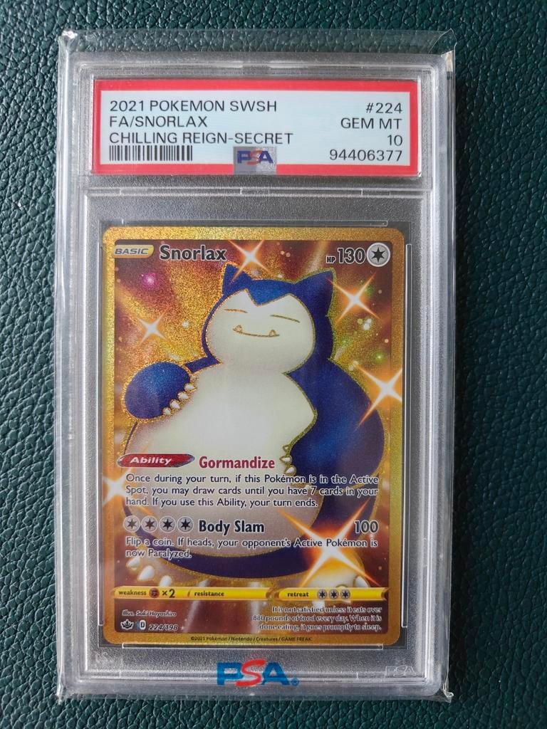 Pokémon Snorlax 224 Chilling Reign Secret Rare PSA 10, Ophalen, Zo goed als nieuw