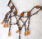 Halsketting vintage art deco met amber, Overige materialen, Verzenden, Nieuw, Verstelbaar