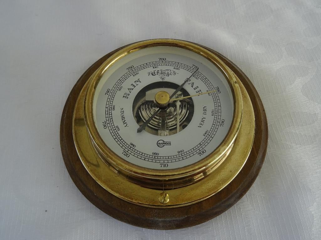Barigo scheepsklok barometer messing schip scheepsbarometer, Verzamelen, Scheepvaart, Zo goed als nieuw, Gebruiksvoorwerp, Motorboot of Zeilboot