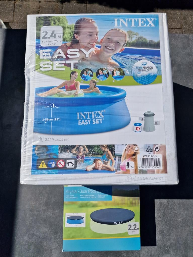 INTEX Easy Set zwembad 2.4M met afdekhoes - NIEUW in doos, Tuin en Terras, Rond, Nieuw, Ophalen of Verzenden, Opzetzwembad