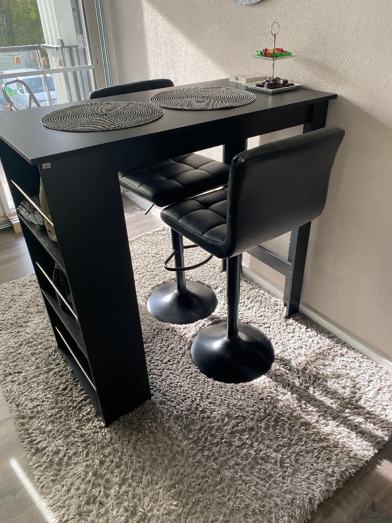 Twee bar stoelen, Ophalen, Twee, Leer, Zwart
