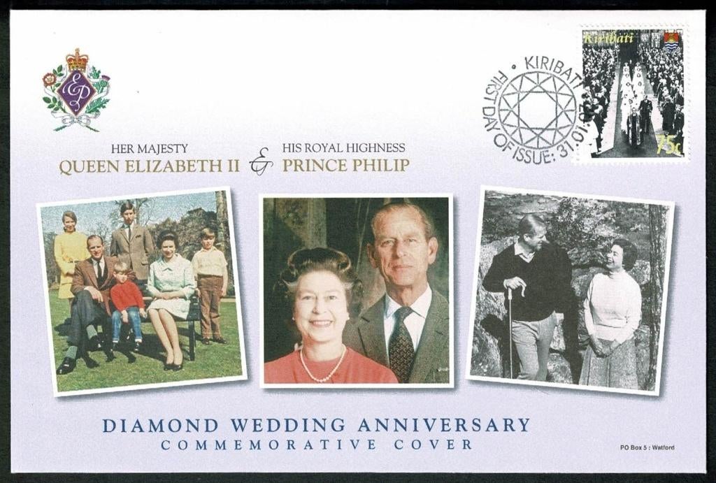 Royalty : Queen Elizabeth II Diamond Wedding - Kiribati, Ophalen of Verzenden, Buitenland, Kaart, Foto of Prent