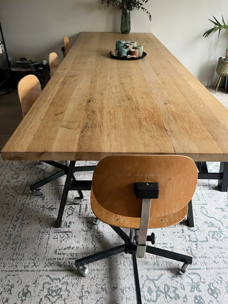 Gispen tekentafelstoelen op wielen - Set van 4, Ophalen, Gebruikt, Bruin, Bureaustoel