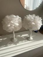 2 Super Schattige Tafellampen met Verenkappen, Ophalen, Zo goed als nieuw, Stof, Minder dan 50 cm