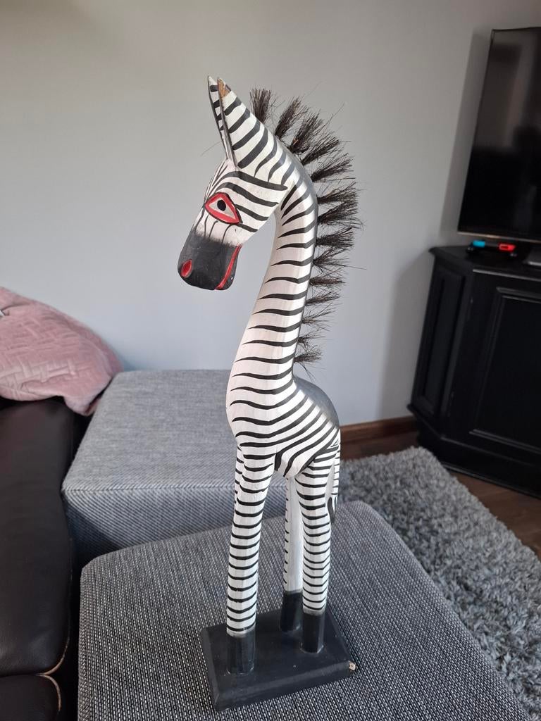 Houten zebra beeld - Afrikaanse decoratie, Hout, Gebruikt, Meerkleurig, Overige stijlen