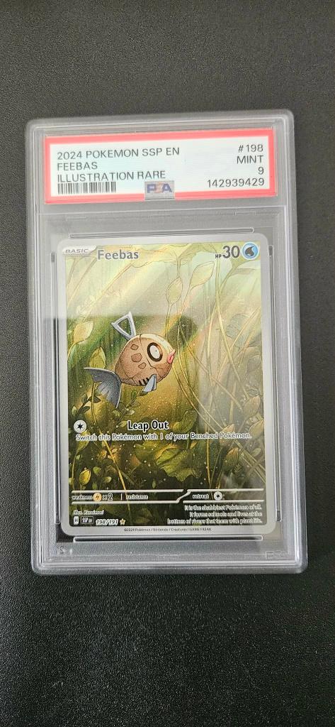 Feebas 198 Surging Sparks PSA 9 Pokemon Kaart, Ophalen of Verzenden, Nieuw, Losse kaart, Foil
