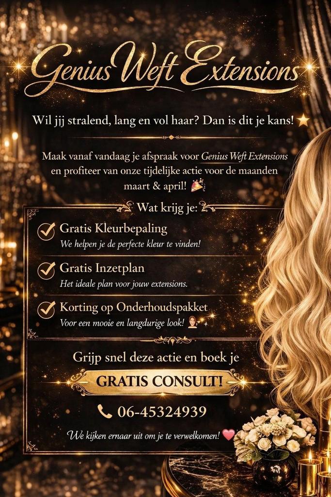 Dames kapsalon - Genius weft extensions/knippen/kleuren, Hairextensions