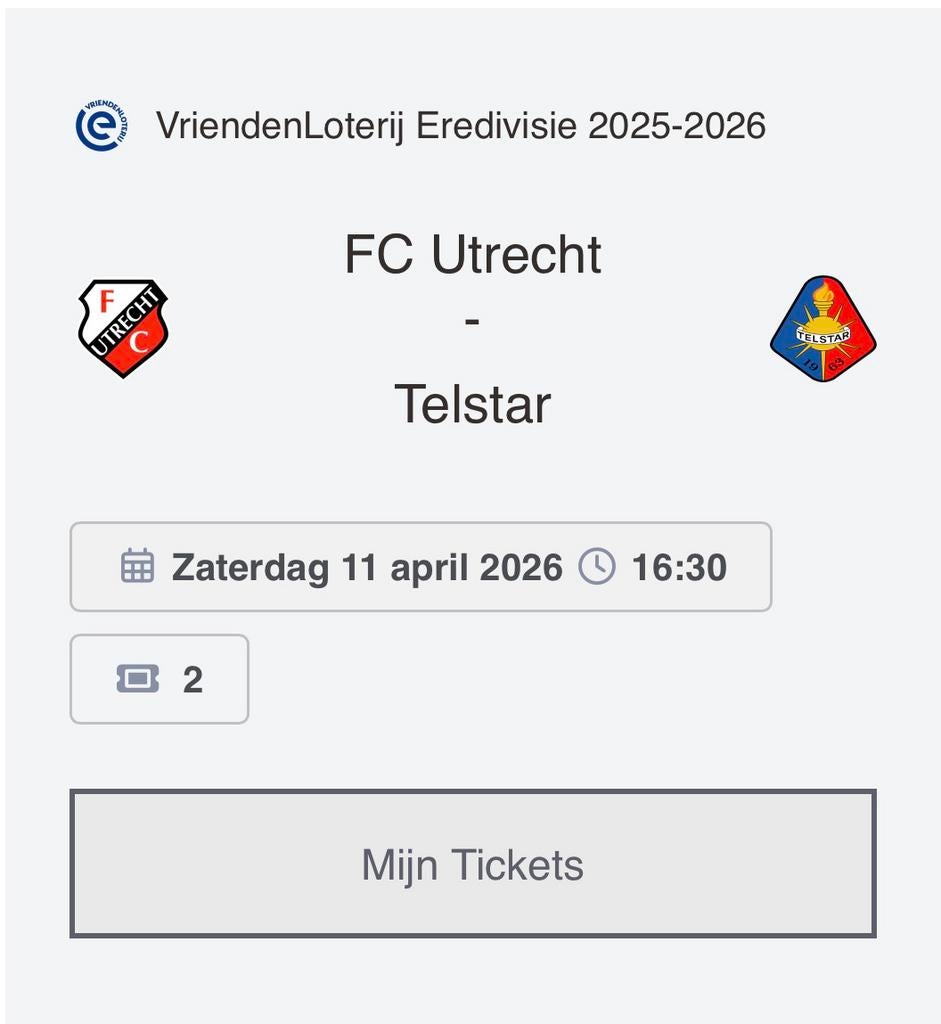 FC Utrecht - Telstar (2 kaarten beschikbaar), Tickets en Kaartjes, Twee personen