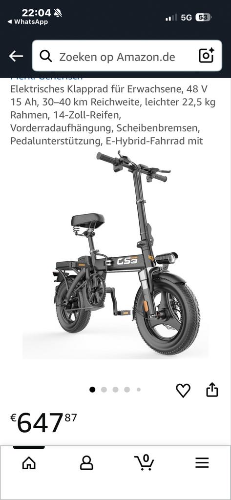 elektrische fiets nieuw, Overige merken, Nieuw, Ophalen of Verzenden, Minder dan 47 cm