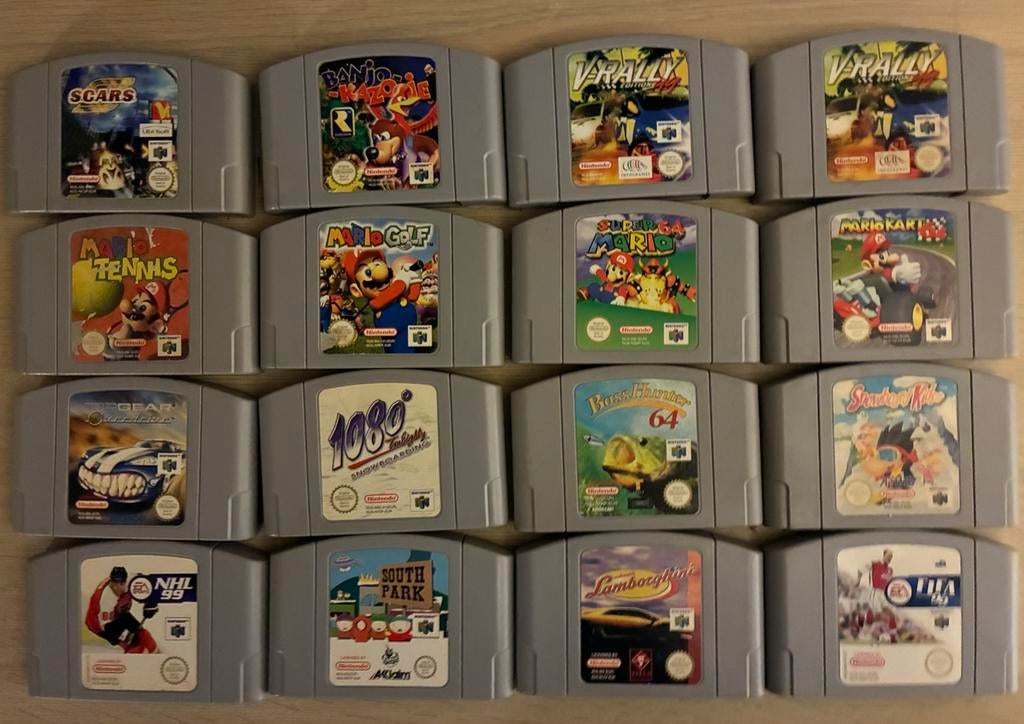 Nintendo 64 - 16x game cartridge Mario series sport en race, Spelcomputers en Games, Games | Nintendo 64, Gebruikt, Overige genres