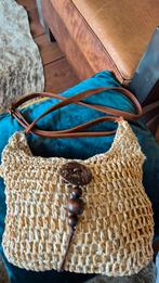 Papieren tas met lederen schouderband mooie staat, Ophalen of Verzenden, Zo goed als nieuw, Bruin, Schoudertasje