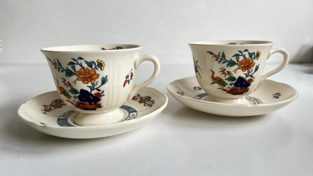2x Wedgwood Chinese Teal kop en schotel, Nieuw, Ophalen of Verzenden, Wedgwood, Kop(pen) en/of Schotel(s)