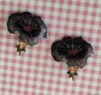 Vintage jaren '80 cloisonne metalen paarse bloem oor clips., Sieraden, Tassen en Uiterlijk, Oorbellen, Ophalen of Verzenden, Gebruikt