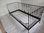 Metalen bedbank - zwart, Ophalen, 85 tot 100 cm, Gebruikt, Matras