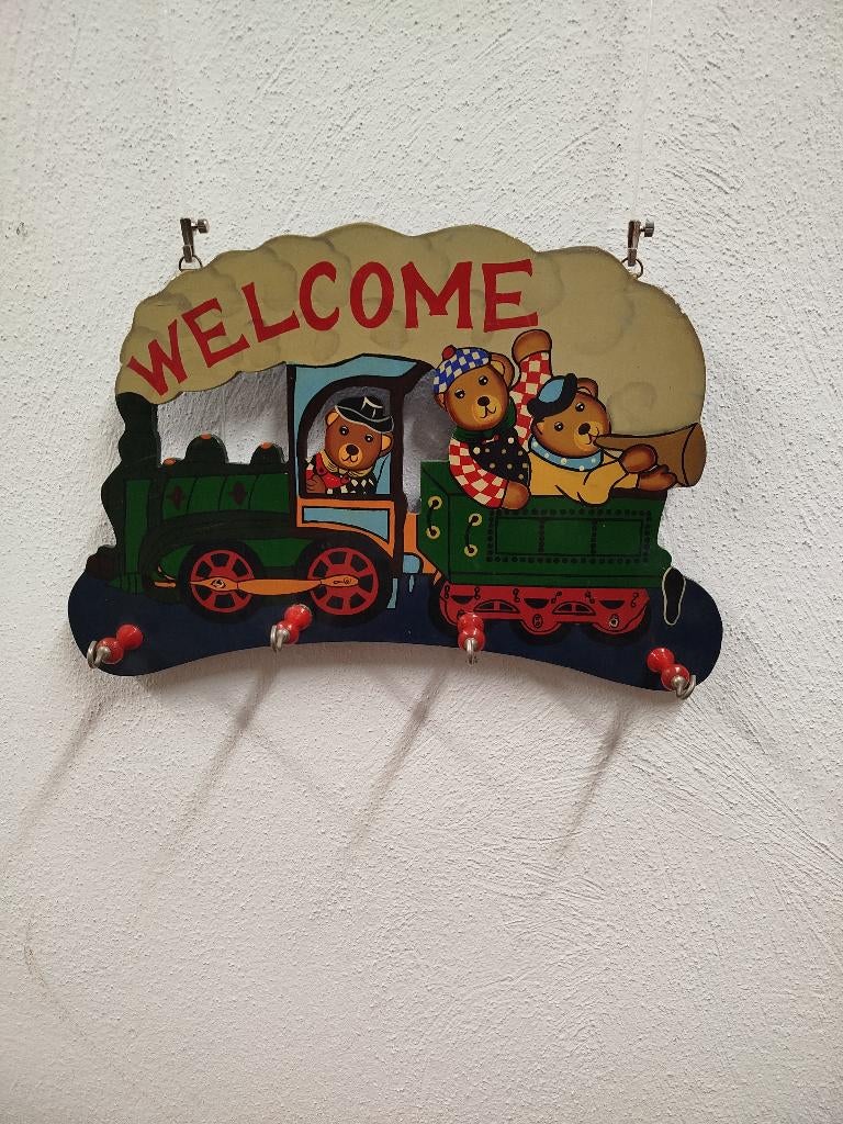 vintage kinderkapstok welcome, Ophalen of Verzenden, Gebruikt, Kapstokje