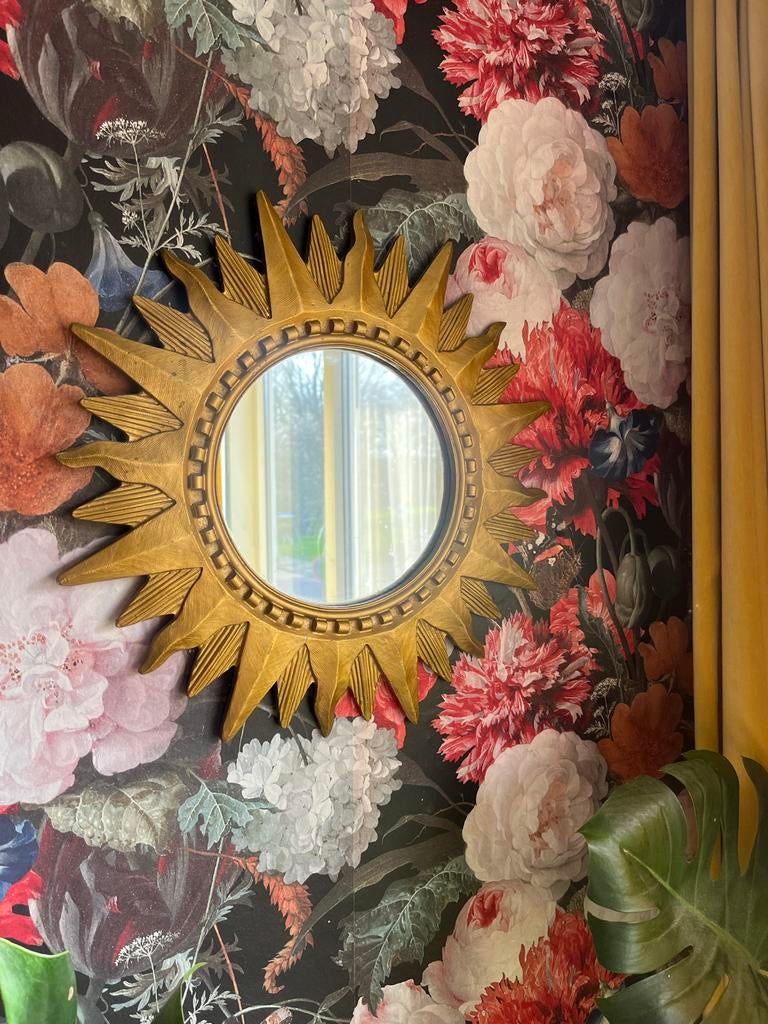 Vintage Gouden Zonnespiegel - Dia 39 cm, Antiek en Kunst, Ophalen, Rond, Minder dan 50 cm, Minder dan 100 cm