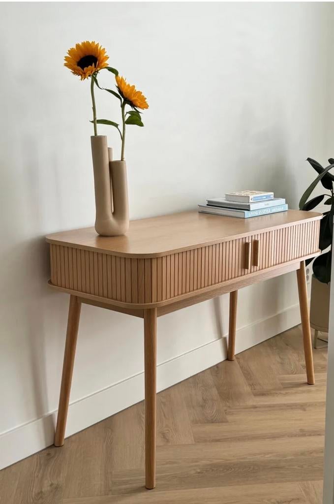 Sidetable/bureau Japandi stijl leenbakker, Huis en Inrichting, Tafels | Sidetables, Nieuw, 25 tot 50 cm, 100 tot 150 cm, Rechthoekig