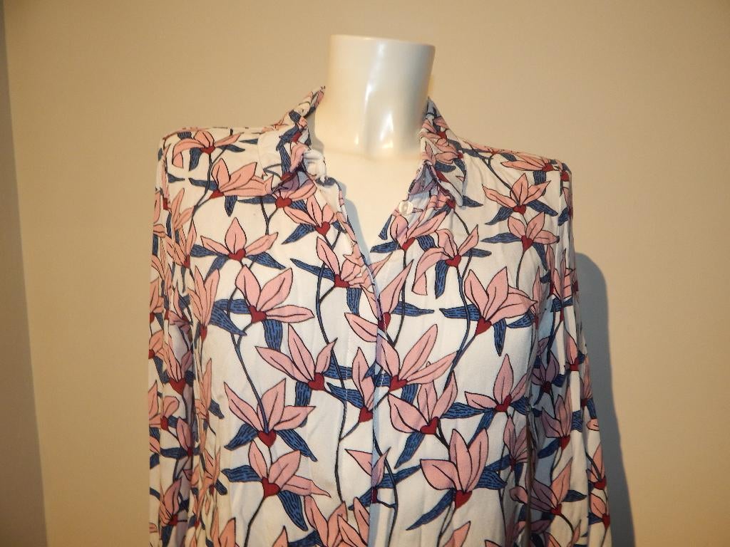 Fabienne Chapot blouse bloemen hartjes print lichte tinten M, Maat 38/40 (M), Verzenden, Wit, Zo goed als nieuw