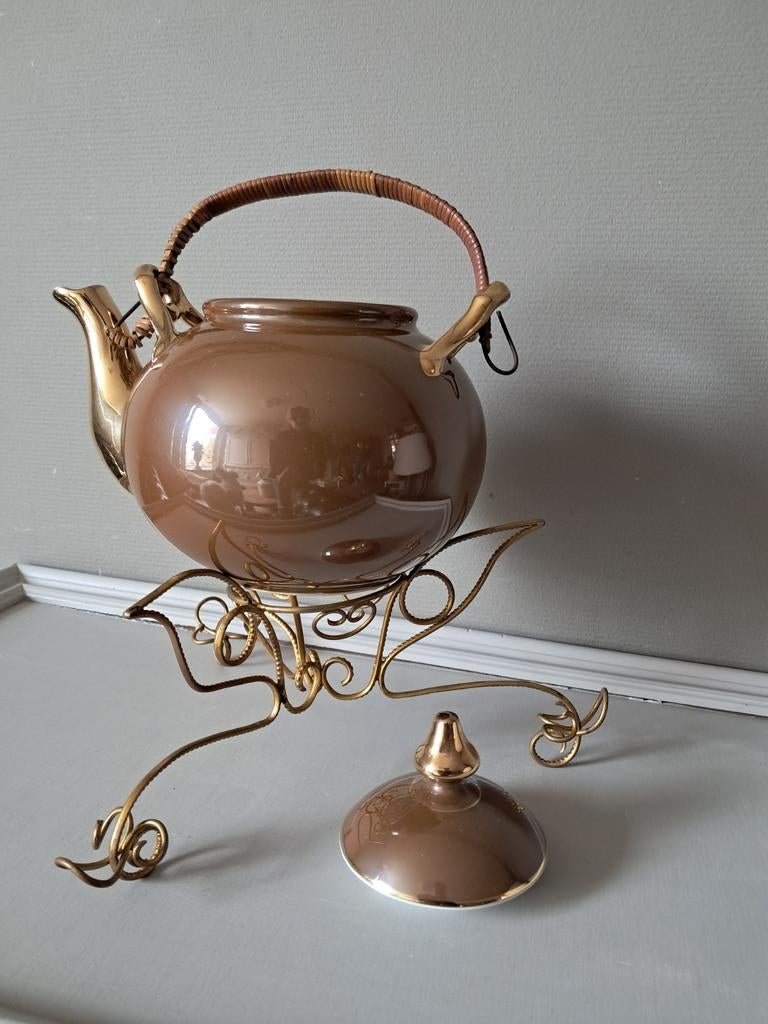 Jungerhans vergulde porseleinen theepot met rechau, Ophalen of Verzenden