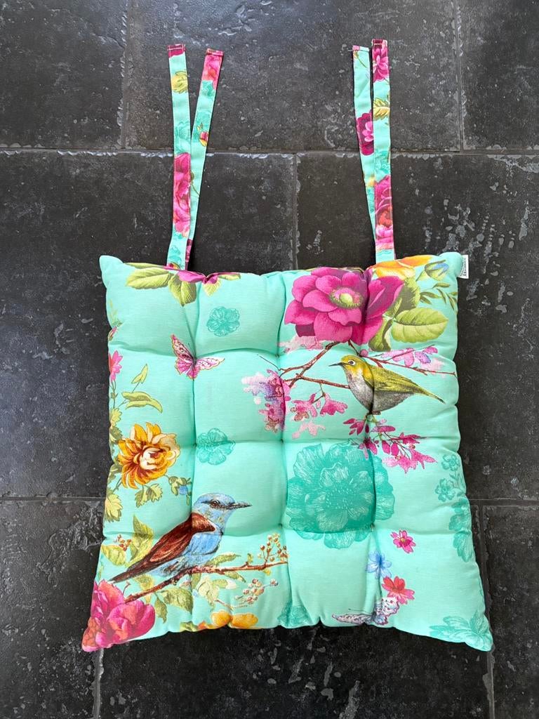 Madison,dik stoelkussen Puck,46x46x9,zeegroen/aqua, Huis en Inrichting, Woonaccessoires | Kussens, Ophalen of Verzenden, Zo goed als nieuw