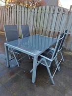 Tuinset buiten tafel met 4 klapbare stoelen antraciet, Tuin en Terras, Tuinsets en Loungesets, Ophalen, Gebruikt