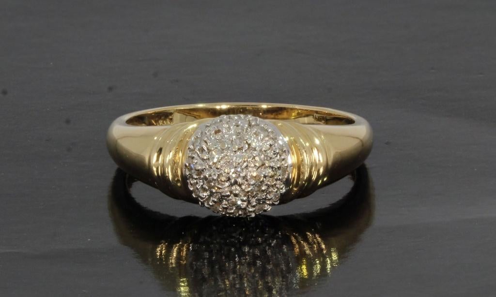 15 diamanten briljant 14k gouden luxe rozet dames ring fraai, 18 tot 19, Voordeelsieraden, Verzenden, Zo goed als nieuw