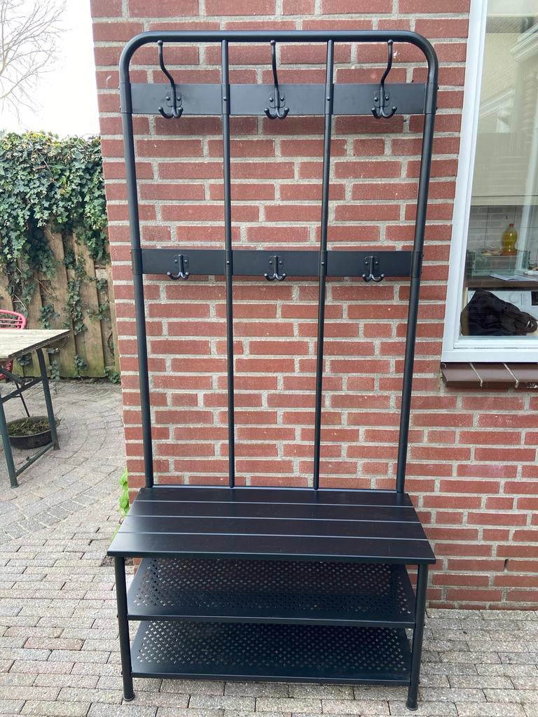 IKEA Nipasen kapstok met schoenenrek zwart, Ophalen, Zo goed als nieuw, Metaal, Staande kapstok