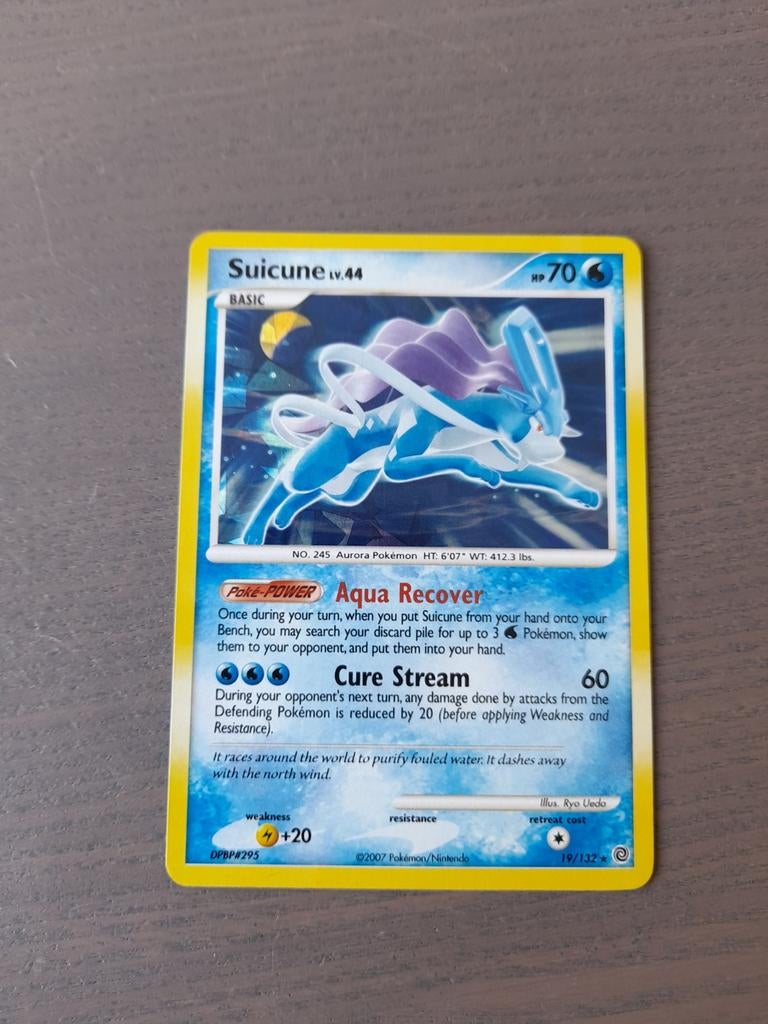 2007 secret wonders 19/132 suicune cracked ice holo, Ophalen of Verzenden, Zo goed als nieuw, Losse kaart, Foil