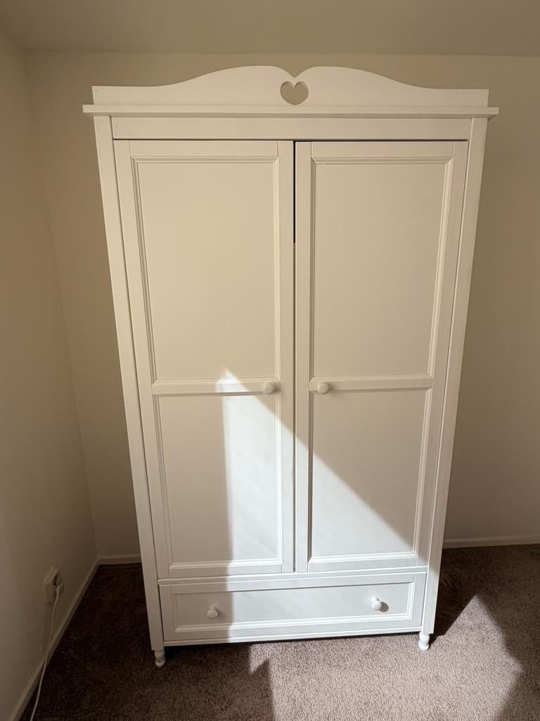Meisjes (prinses) kast (icm prinses bed), Ophalen, 90 cm, Eenpersoons, Wit