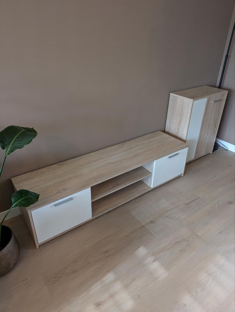 TV meubel 160cm met 2 kastjes - Zo goed als nieuw, Ophalen, 150 tot 200 cm, Zo goed als nieuw, Minder dan 100 cm