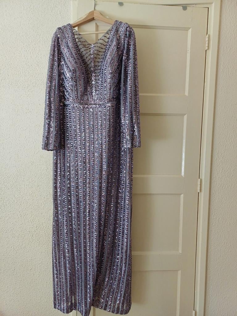 Elegante galajurk /abiye maat 52, Ophalen of Verzenden, Zo goed als nieuw, Maat 46/48 (XL) of groter, Blauw