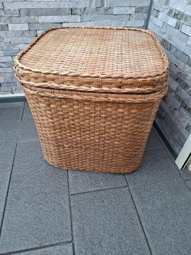 bijzettafel, gevlochten ROTAN, multifunctioneel met dienblad, Gebruikt, Vierkant, 55 tot 75 cm, Modern