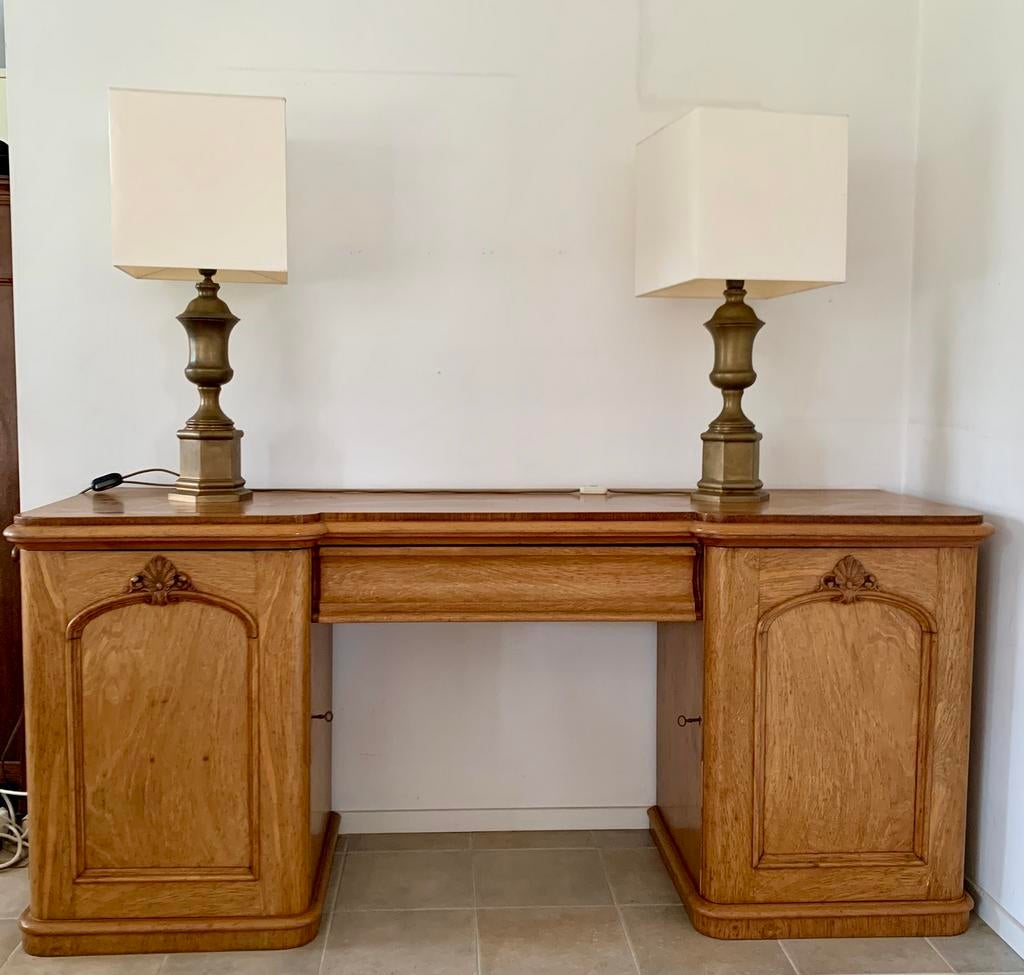 massief eiken bureau, Ophalen of Verzenden, Zo goed als nieuw