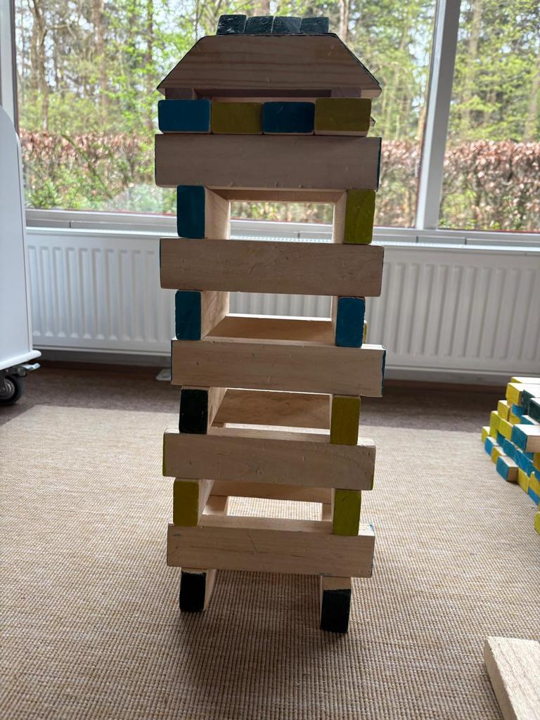 Set 252 houten speelgoed blokken divers bouwen, Ophalen, Zo goed als nieuw, Bouwen