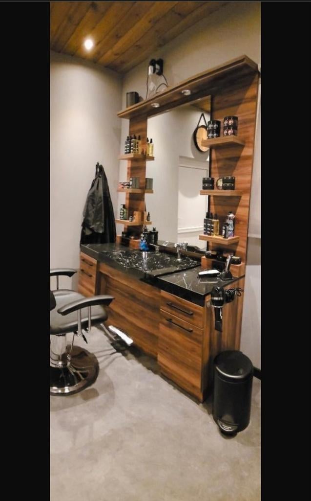 Barbermeubel met wasunit, Ophalen, Rechthoekig, Minder dan 100 cm