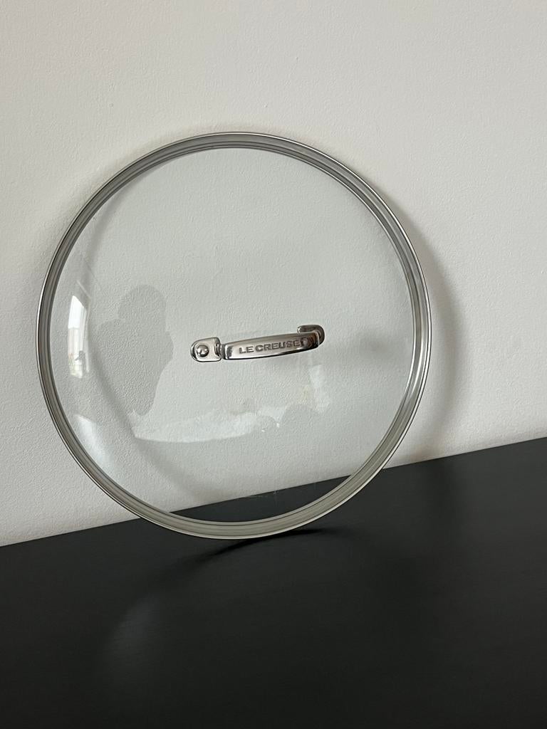 Le Creuset hittebestendige deksel 31cm, Ophalen of Verzenden, Gebruikt, Glas, Koekenpan of Braadpan